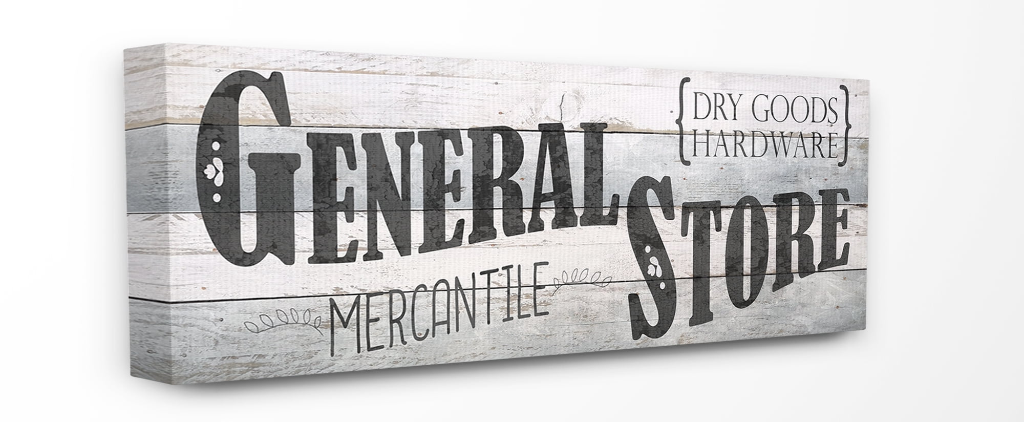 The Stupell Home Decor Farmhouse Planked Look General Store Mercantile Sign Canvas Wall Art, 10 x 24