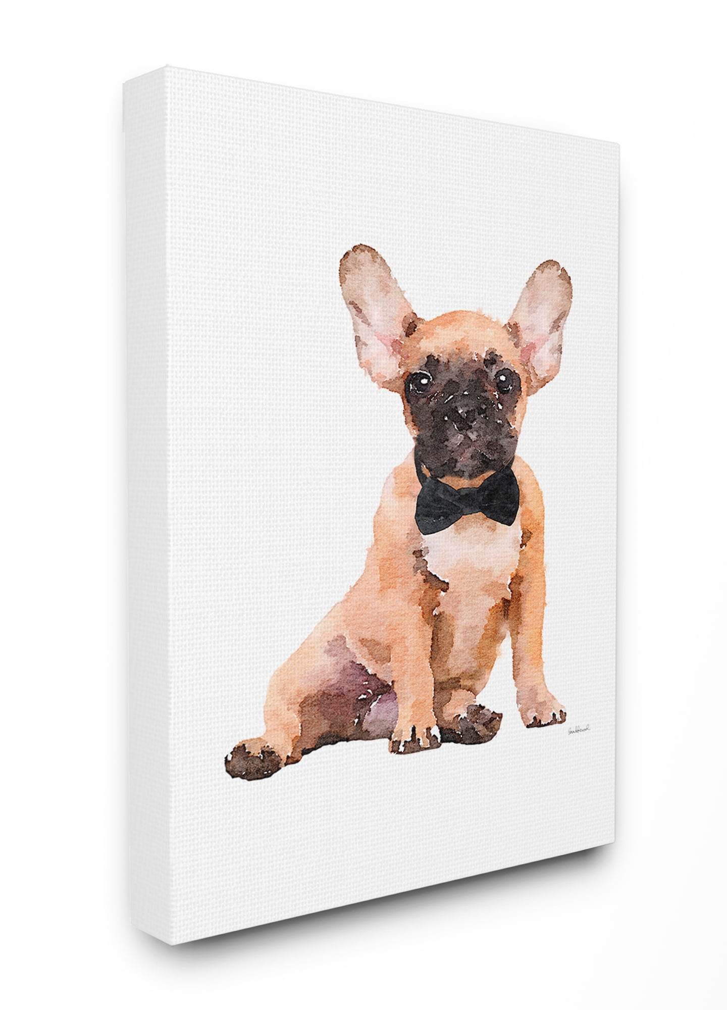 The Stupell Home Decor Fashion Forward Frenchie Puppy with a Bow Tie Canvas Wall Art