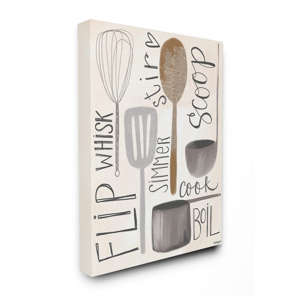 The Stupell Home Decor Flip Whisk Simmer and Stir Kitchen Spoons and Utensils