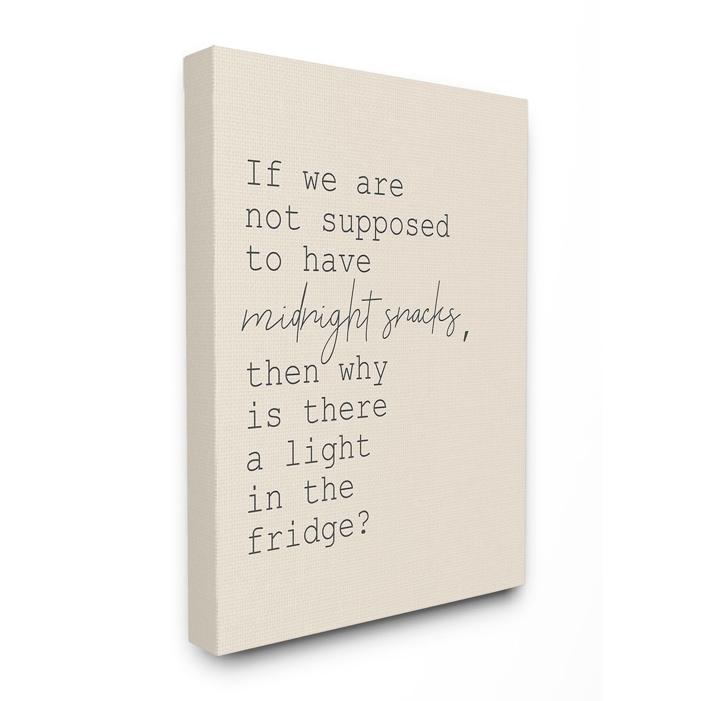 The Stupell Home Decor Fridge Lights are for Midnight Snacks Funny Canvas Wall Art