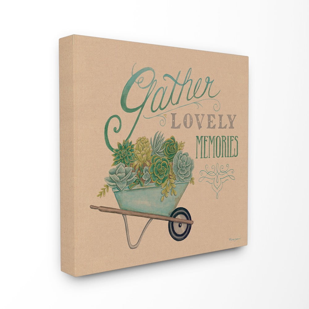 The Stupell Home Decor Gather Lovely Memories Vintage Wheelbarrow with Succulents