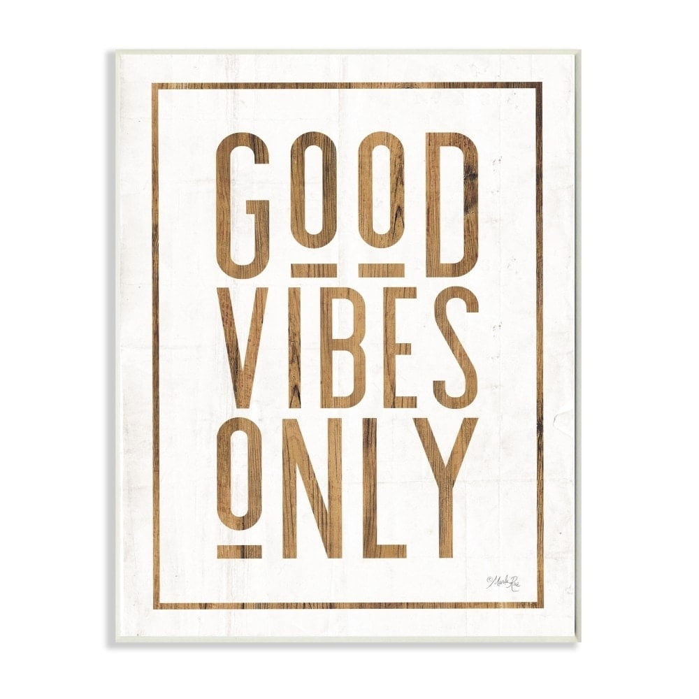 Stupell Industries The Stupell Home Decor Good Vibes Only Rustic White and Exposed Wood Look Sign, 12 x 18, Proudly A - 12 x 18
