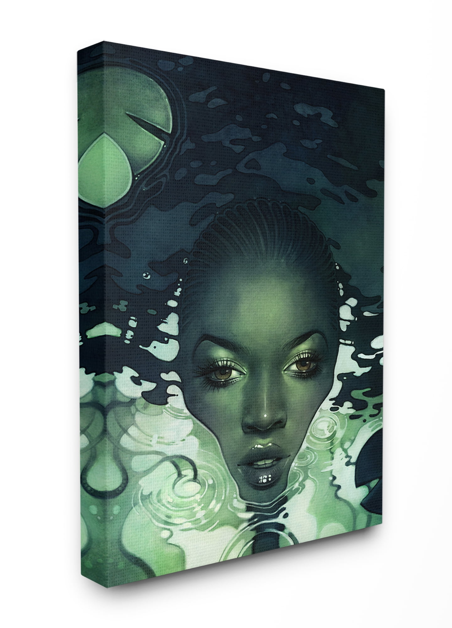 The Stupell Home Decor Green Woman in Dark Waters with Monster Leaf Canvas Wall Art
