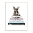 thumbnail image 1 of The Stupell Home Decor Grey Blue and Black Fashion Bookstack with Grey Frenchie Puppy Wall Plaque Art, 1 of 5