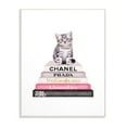 thumbnail image 1 of The Stupell Home Decor Grey Pink and Black Fashion Bookstack with Kitten Wall Plaque Art, 1 of 3