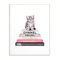 thumbnail image 1 of The Stupell Home Decor Grey Pink and Black Fashion Bookstack with Kitten Wall Plaque Art, 1 of 4