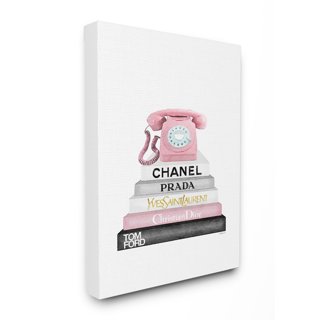 The Stupell Home Decor Collection Watercolor High Fashion Bookstack Padded  Pink Bag Wall Art 