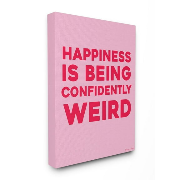 The Stupell Home Decor Happiness Is Being Confidently Weird Red Pink Neon Typography