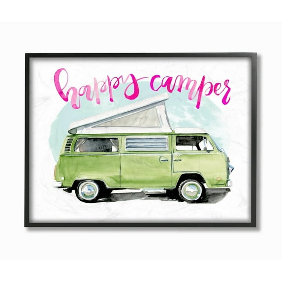 The Stupell Home Decor Happy Camper Lime Green Camper Watercolor Framed Art, 11 x 14, Design By Artist Jennifer Paxton Parker 16 x 20