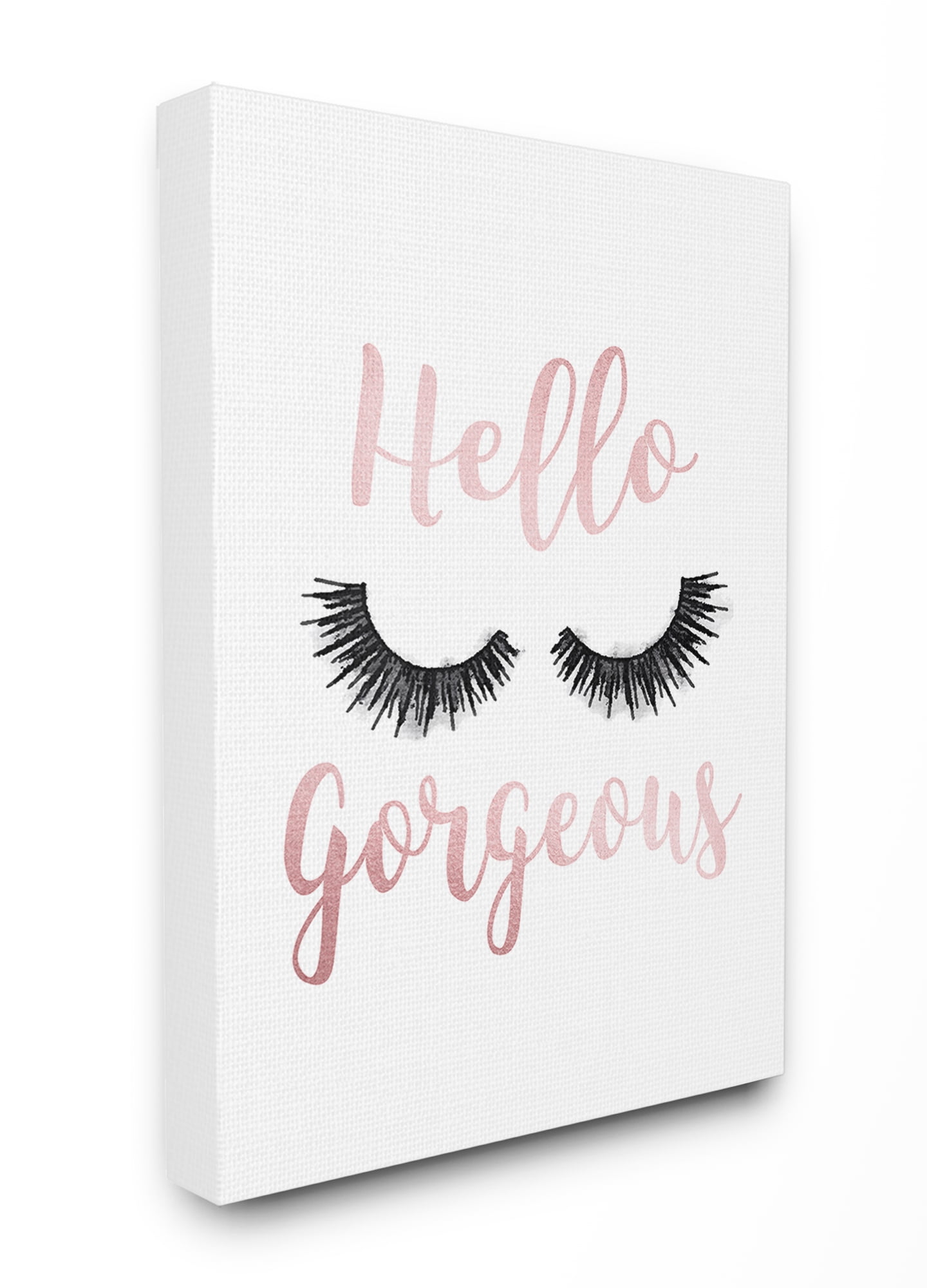 The Stupell Home Decor Hello Gorgeous Black Eyelashes Typography Canvas Wall Art