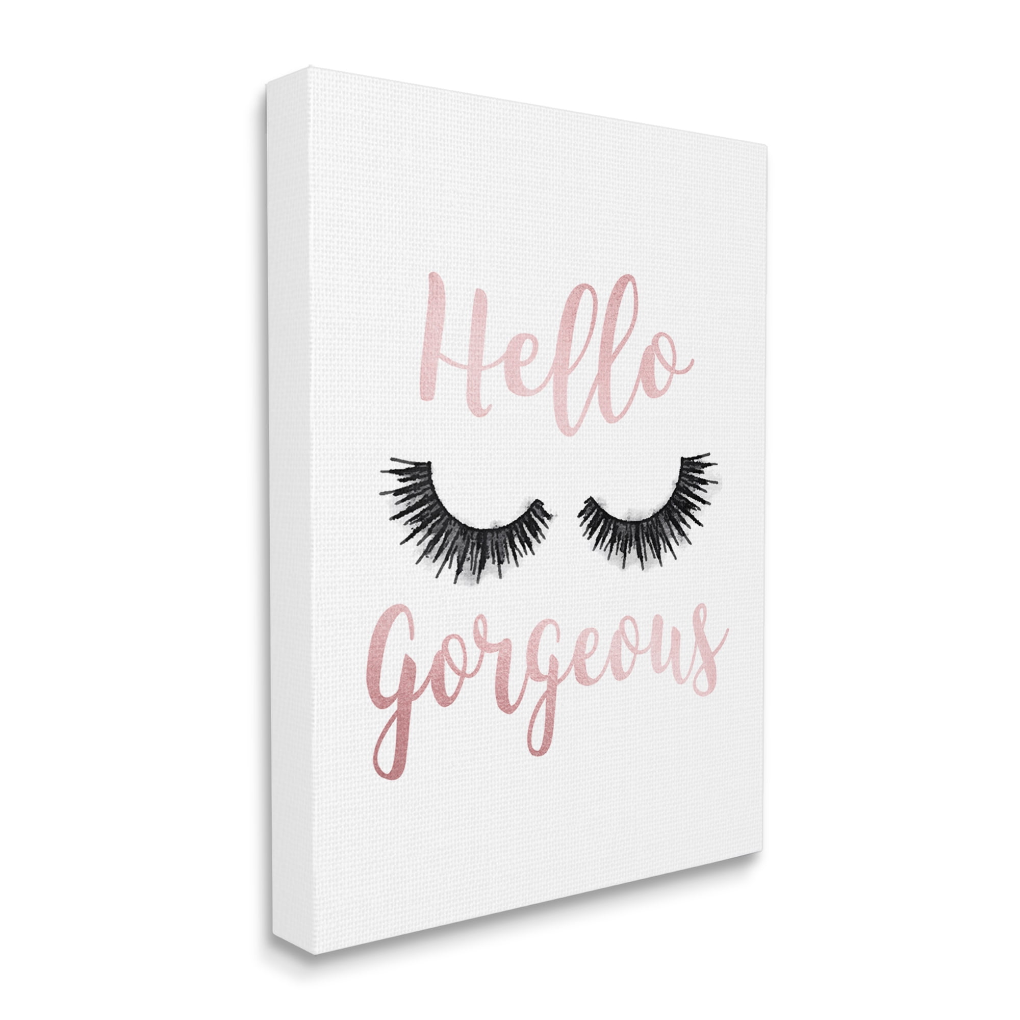 The Stupell Home Decor Hello Gorgeous Black Eyelashes Typography Canvas Wall Art
