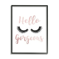 The Stupell Home Decor Hello Gorgeous Black Eyelashes Typography Framed Texturized Art