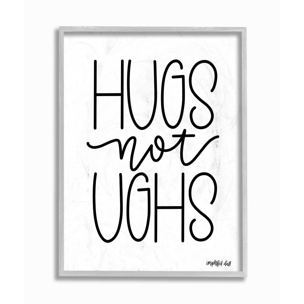 The Stupell Home Decor Hugs Not Gush Black and White Modern Linear Typography