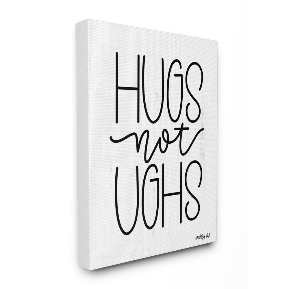 The Stupell Home Decor Hugs Not Gush Black and White Modern Linear Typography