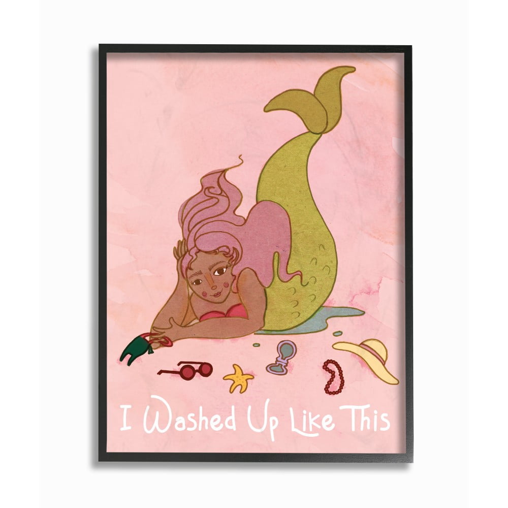 The Stupell Home Decor I Washed Up Like This Mermaid with Pink Hair and Fashion Accessories