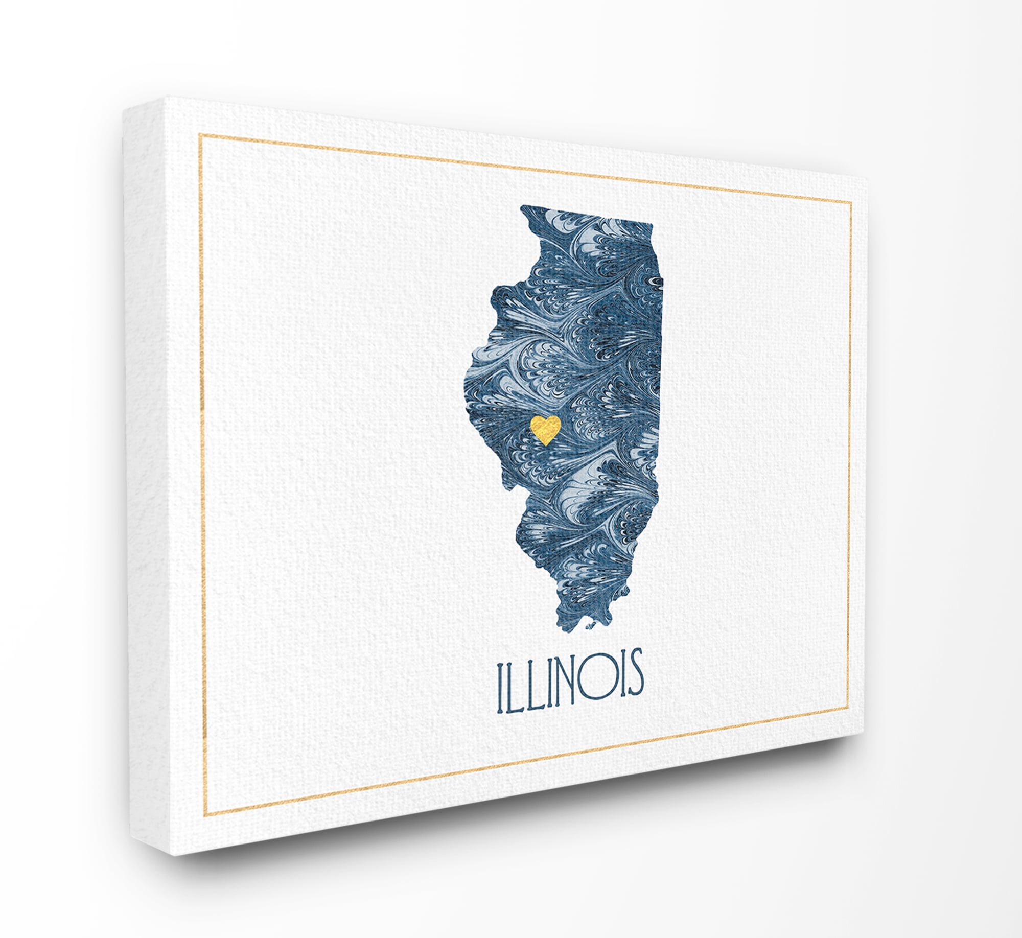 The Stupell Home Decor Illinois Minimal Blue Marbled Paper Silhouette Canvas Wall Art