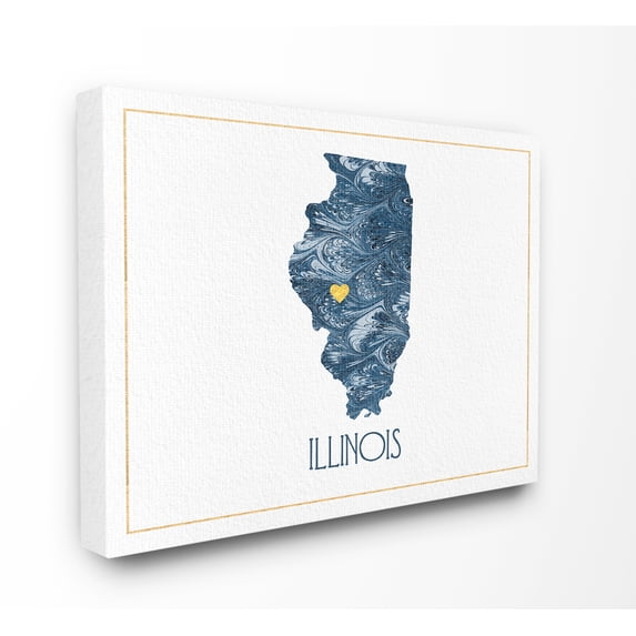 The Stupell Home Decor Illinois Minimal Blue Marbled Paper Silhouette Canvas Wall Art