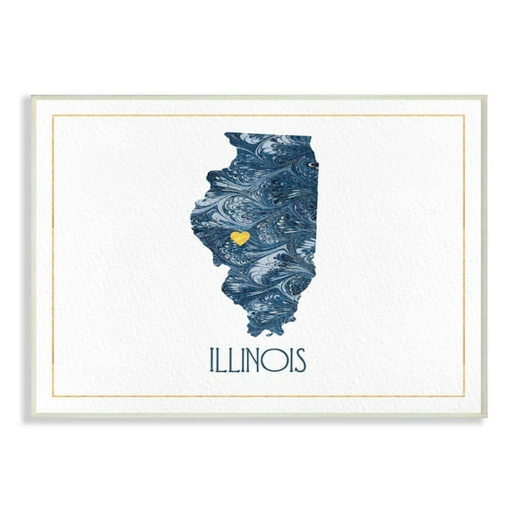 The Stupell Home Decor Illinois Minimal Blue Marbled Paper Silhouette Wall Plaque Art