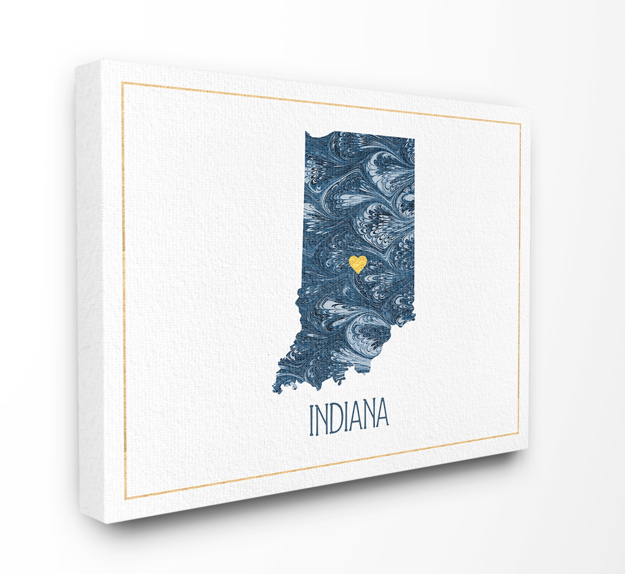 The Stupell Home Decor Indiana Minimal Blue Marbled Paper Silhouette Canvas Wall Art