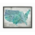 thumbnail image 1 of The Stupell Home Decor Inky Blue and Cyan Marbled US Map Silhouette Framed Texturized Art, 1 of 2
