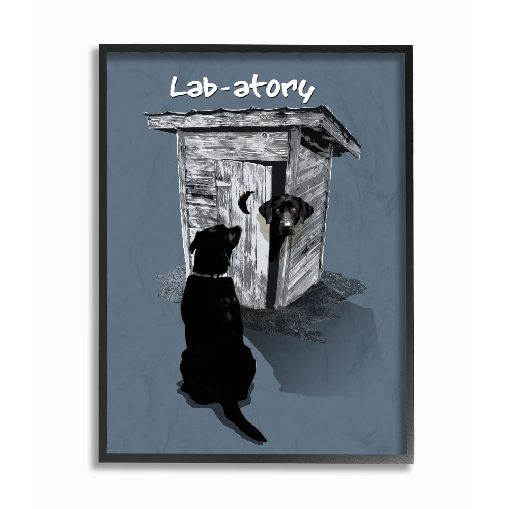 Funny Dog Silhouette Canvas Print in Ebony Frame, 16 x 20