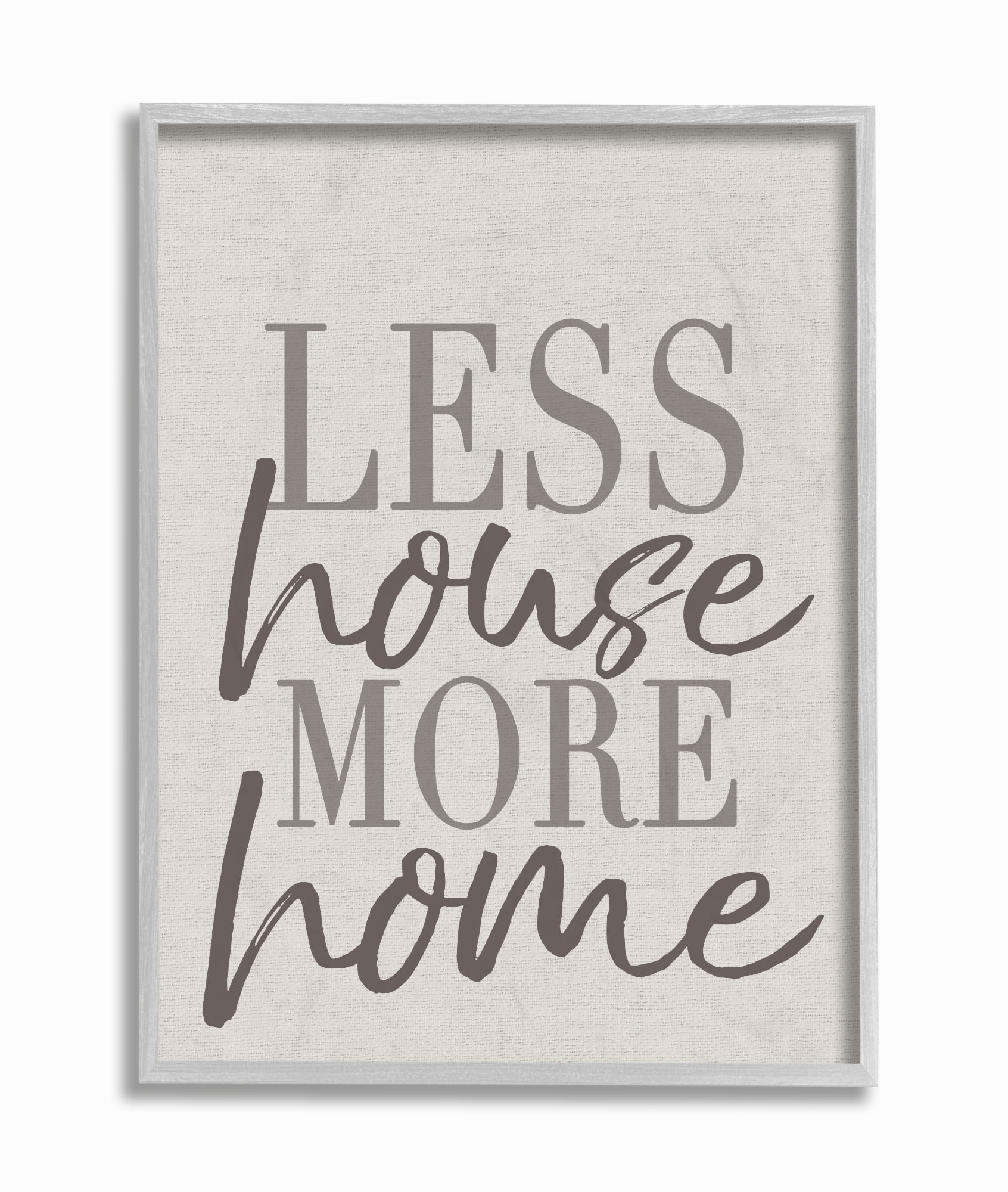 The Stupell Home Decor Less House More Home Typography Gray Framed Texturized Art