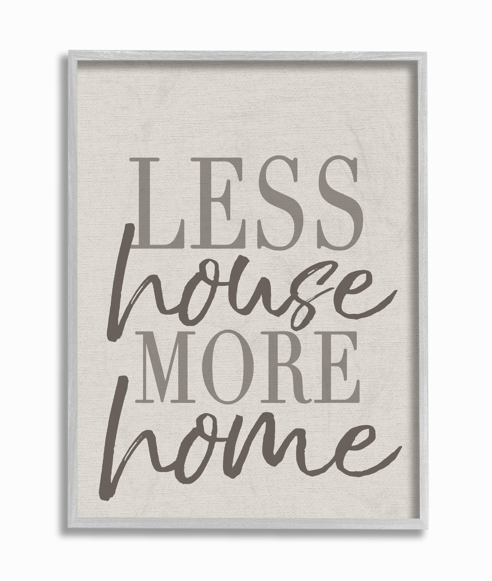 The Stupell Home Decor Less House More Home Typography Gray Framed Texturized Art