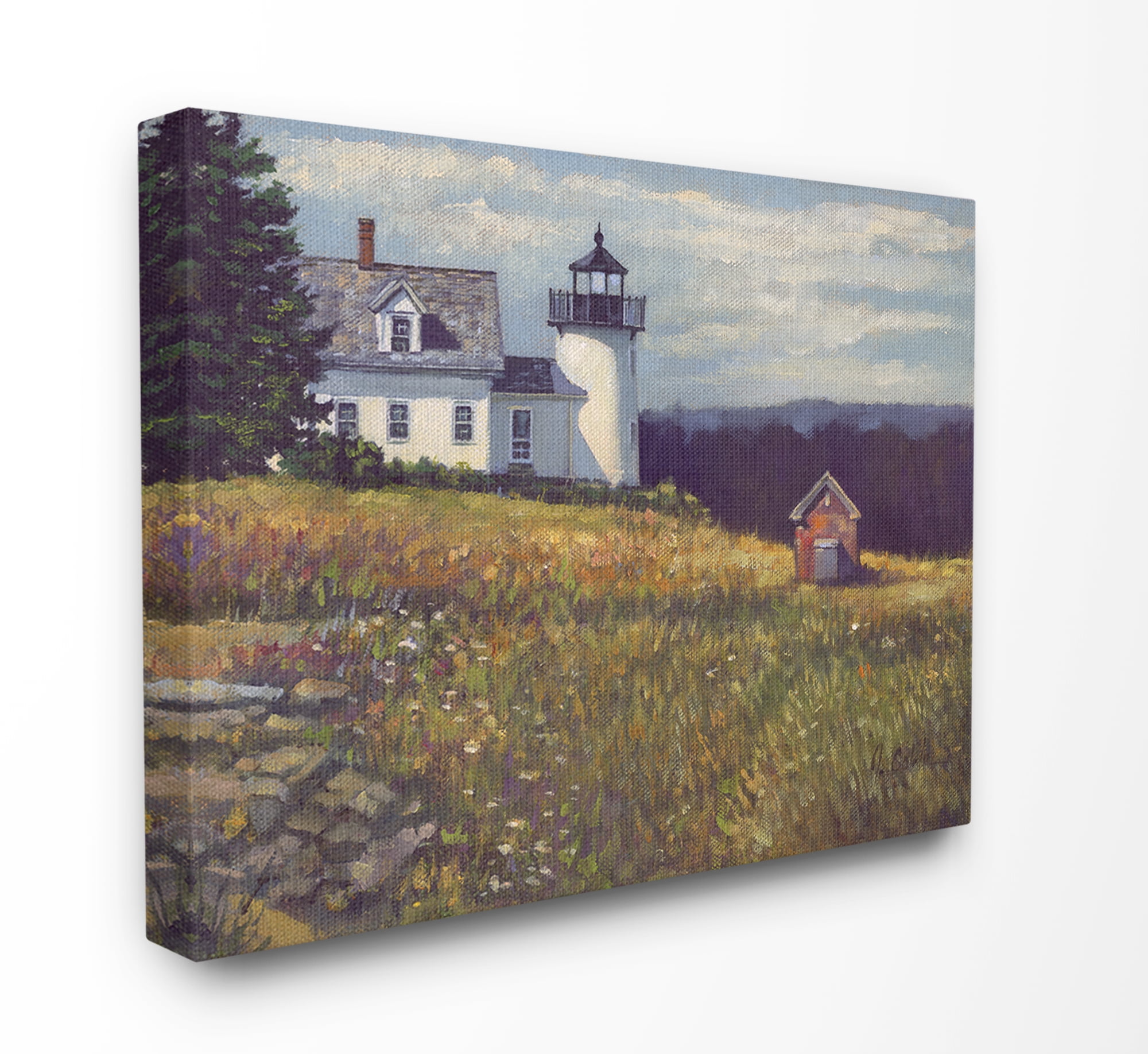 The Stupell Home Decor Lighthouse Scene Overlooking the Forest Canvas Wall Art