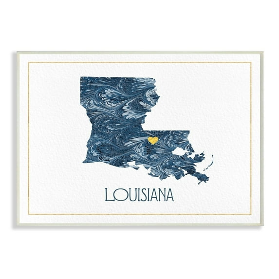 The Stupell Home Decor Louisiana Minimal Blue Marbled Paper Silhouette Wall Plaque Art