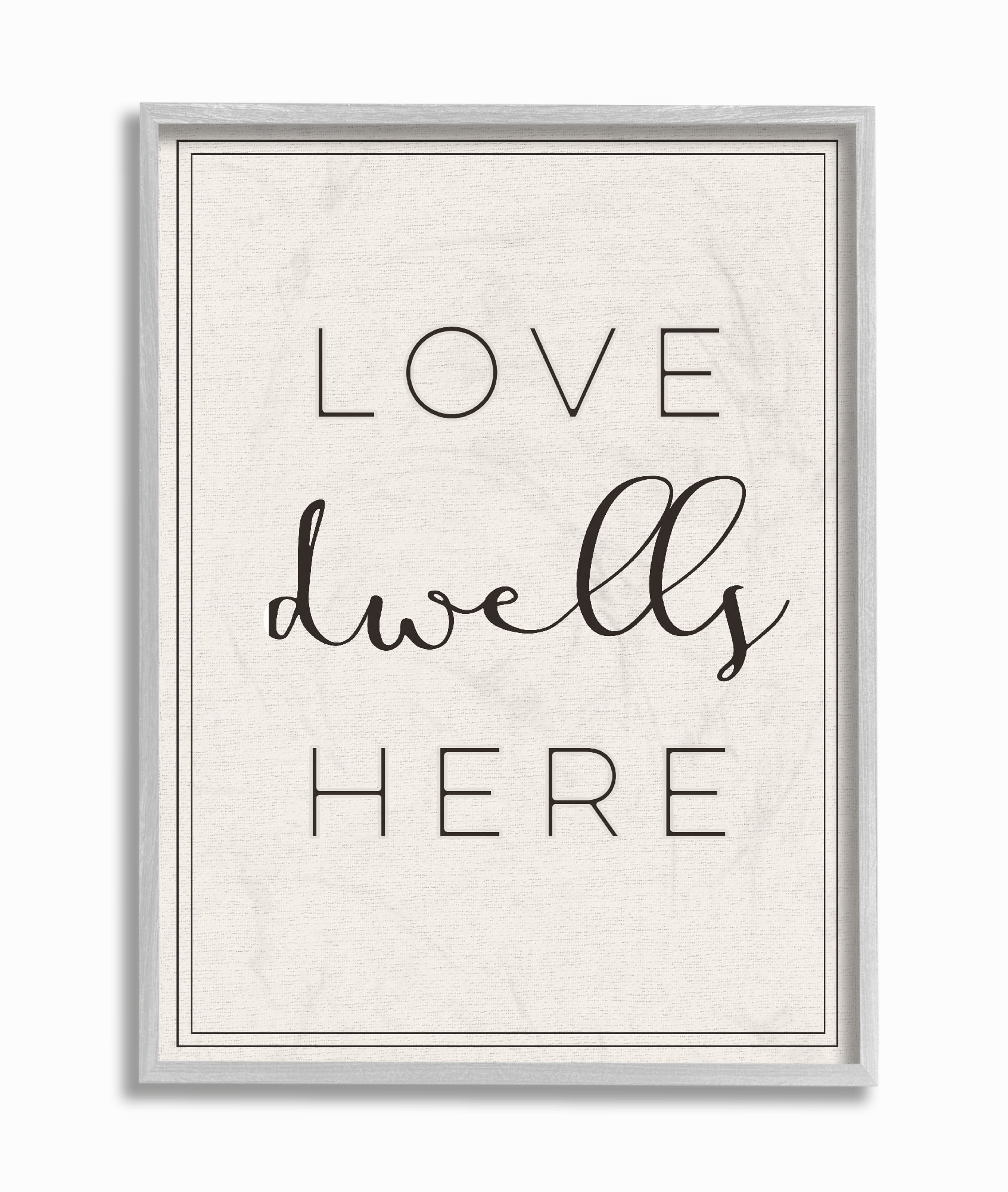 The Stupell Home Decor Love Dwells Here Typography Gray Framed Texturized Art