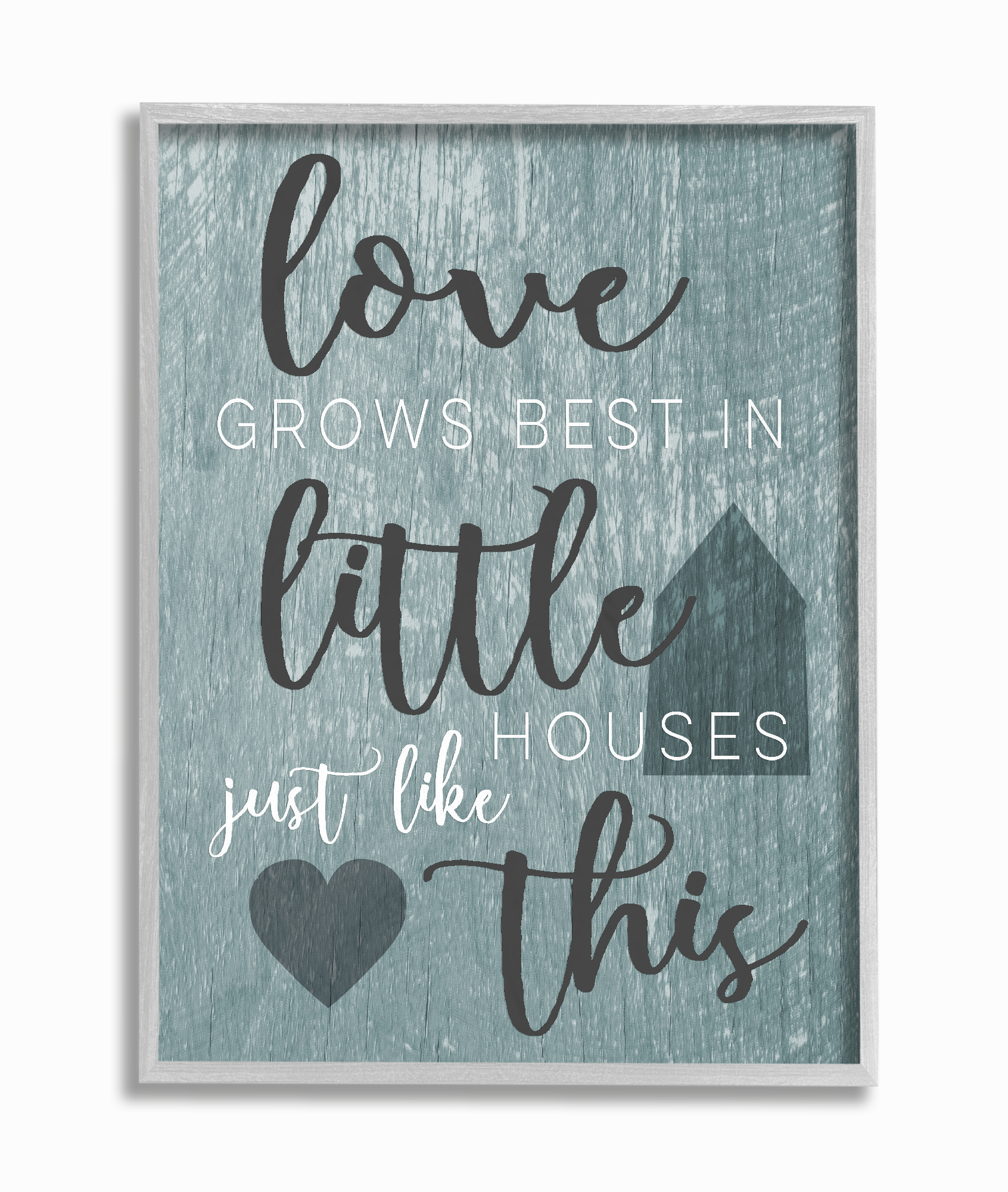 The Stupell Home Decor Love Grows Best In Little Houses Grey Illustration Gray Framed Texturized Art
