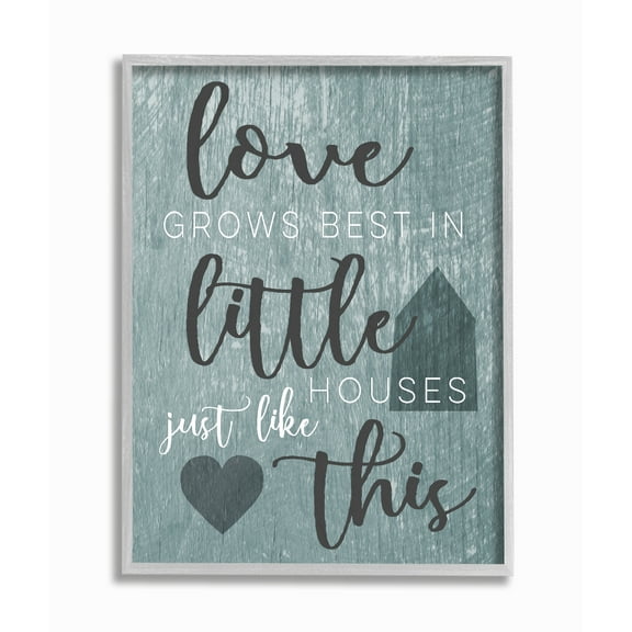 The Stupell Home Decor Love Grows Best In Little Houses Grey Illustration Gray Framed Texturized Art