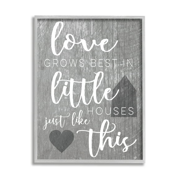 The Stupell Home Decor Love Grows Best in Little Houses Gray Framed Texturized Art