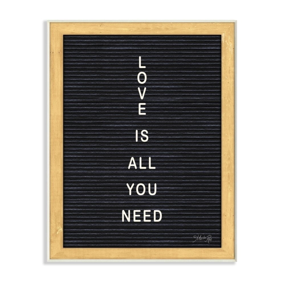 The Stupell Home Decor Love is All You Need Black and White Framed Letter Board Look