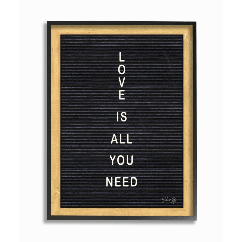 The Stupell Home Decor Love is All You Need Black and White Framed Letter Board Look