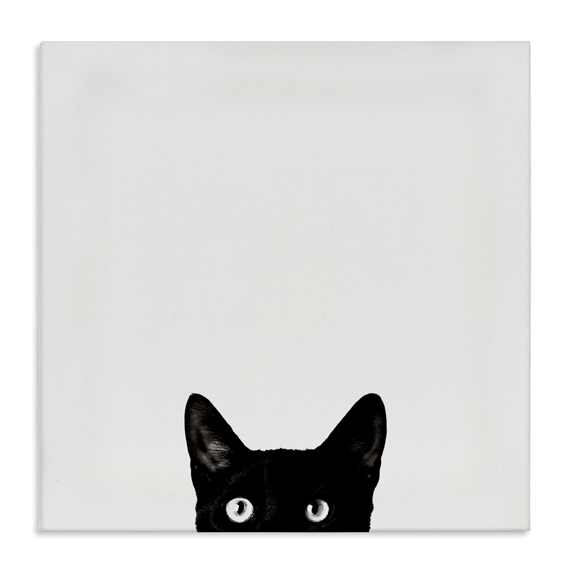 The Stupell Home Decor Minimal Monochrome Black Cat Peeking From Below Canvas Wall Art