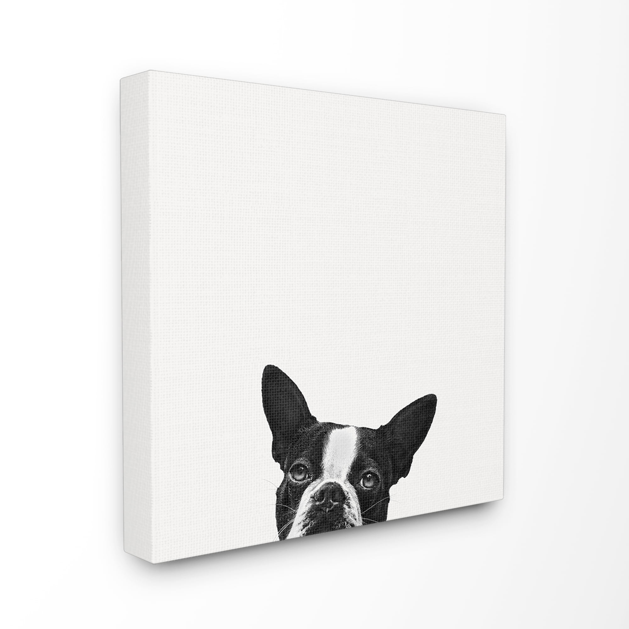 The Stupell Home Decor Minimal Monochrome Dog Peeking From Below Canvas Wall Art