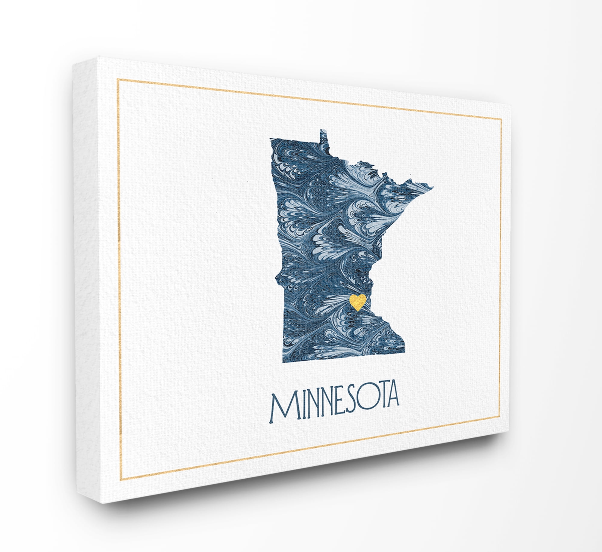 The Stupell Home Decor Minnesota Minimal Blue Marbled Paper Silhouette Canvas Wall Art