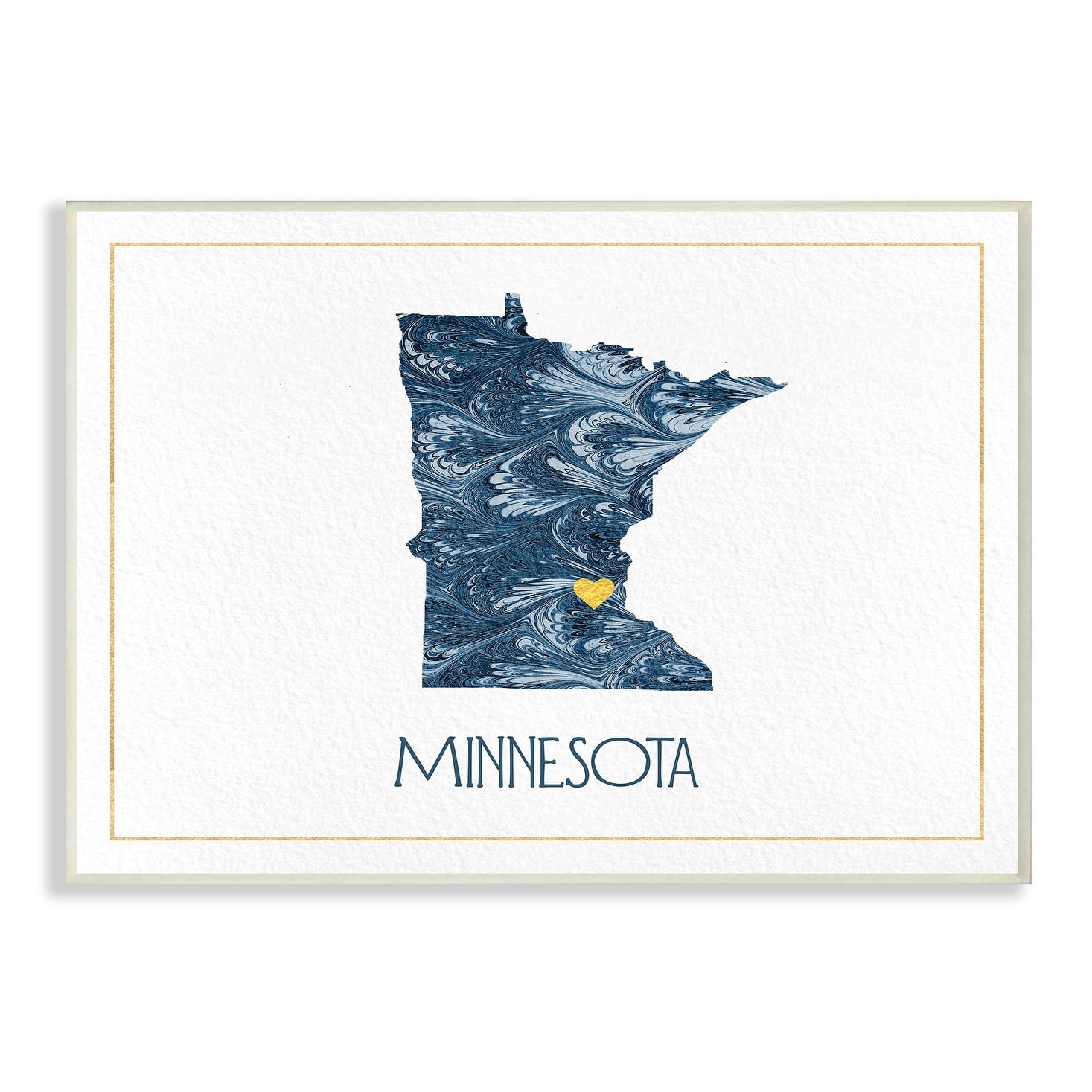 The Stupell Home Decor Minnesota Minimal Blue Marbled Paper Silhouette Wall Plaque Art