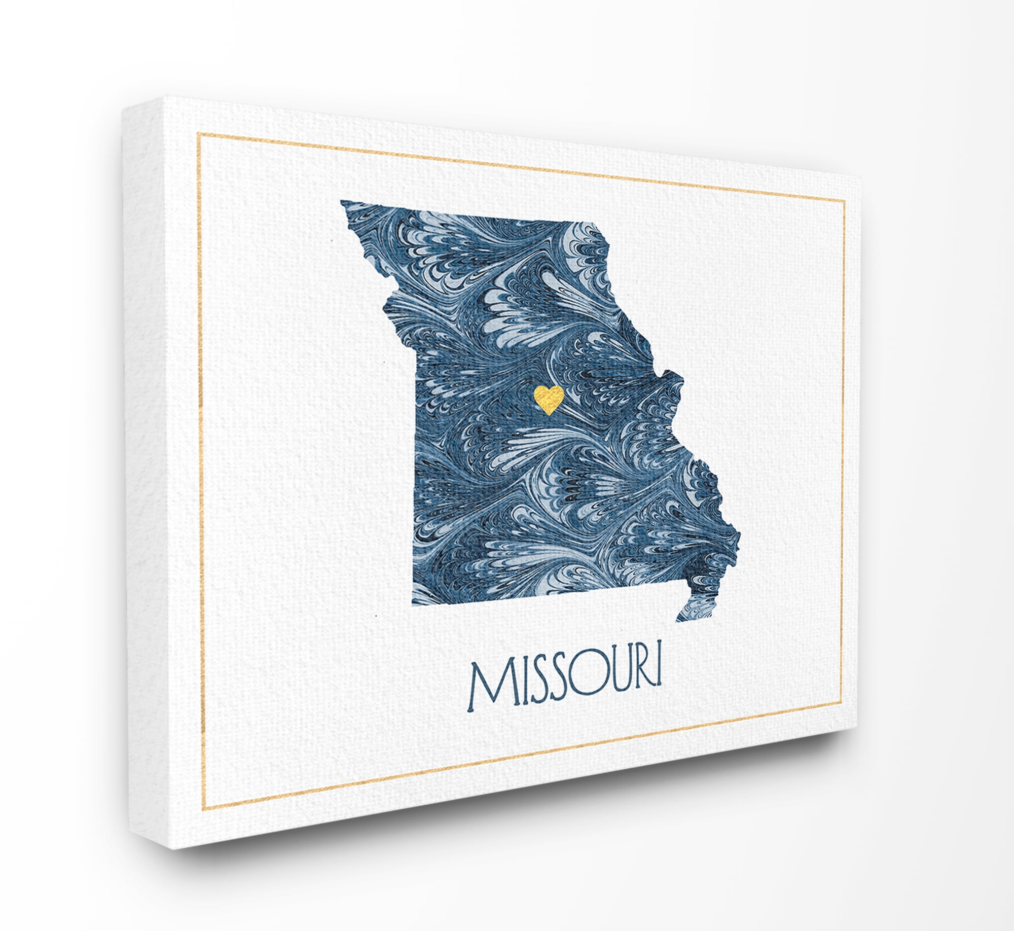 The Stupell Home Decor Missouri Minimal Blue Marbled Paper Silhouette Canvas Wall Art