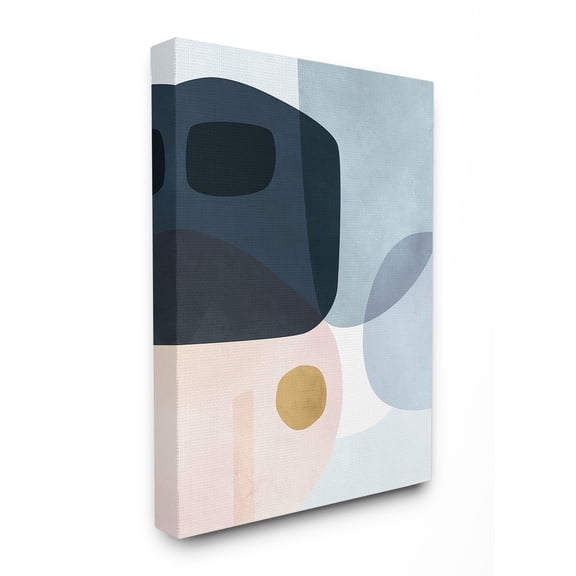 The Stupell Home Decor Mod Shapes Blue Navy and Peach Overlapping Abstract Canvas Wall Art