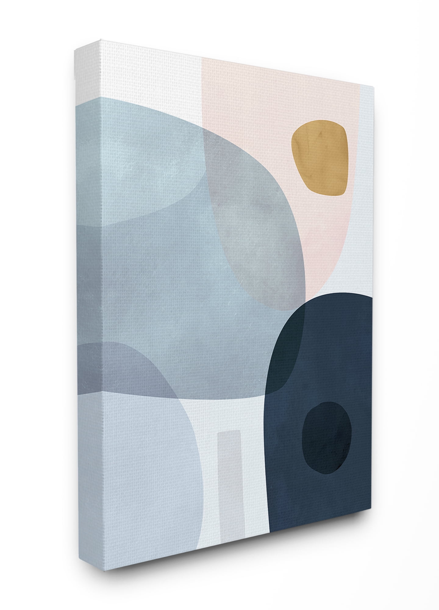The Stupell Home Decor Mod Shapes Slate Blue Navy and Peach Overlapping Abstract Canvas Wall Art