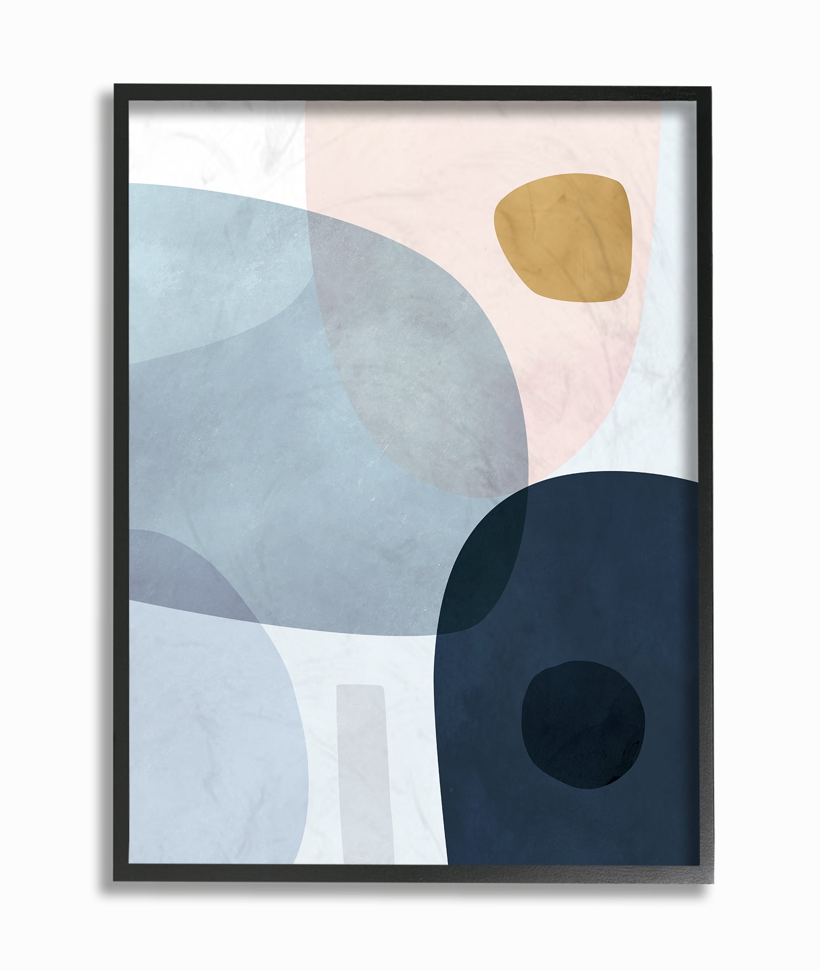 The Stupell Home Decor Mod Shapes Slate Blue Navy and Peach Overlapping Abstract Framed Texturized Art
