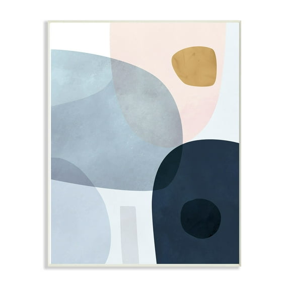 The Stupell Home Decor Mod Shapes Slate Blue Navy and Peach Overlapping Abstract Wall Plaque Art