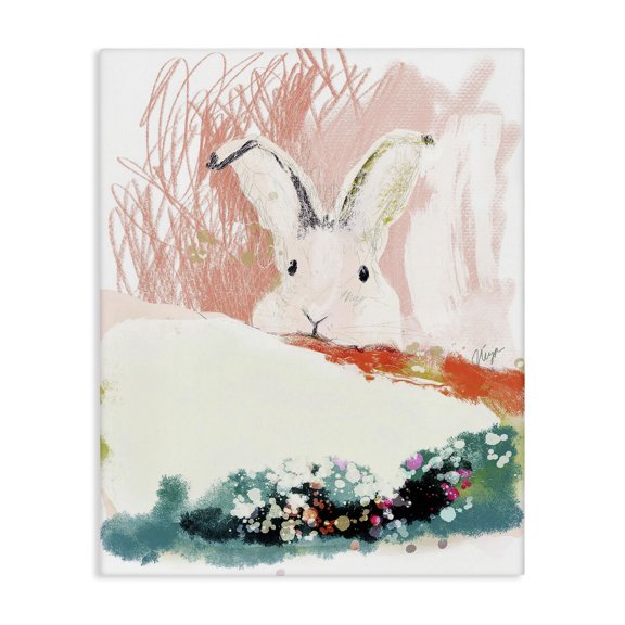 Stupell Industries Bohemian Multimedia Soft Pastel Peach Bunny Collage Canvas Art, 16 x 20, by Niya Christine