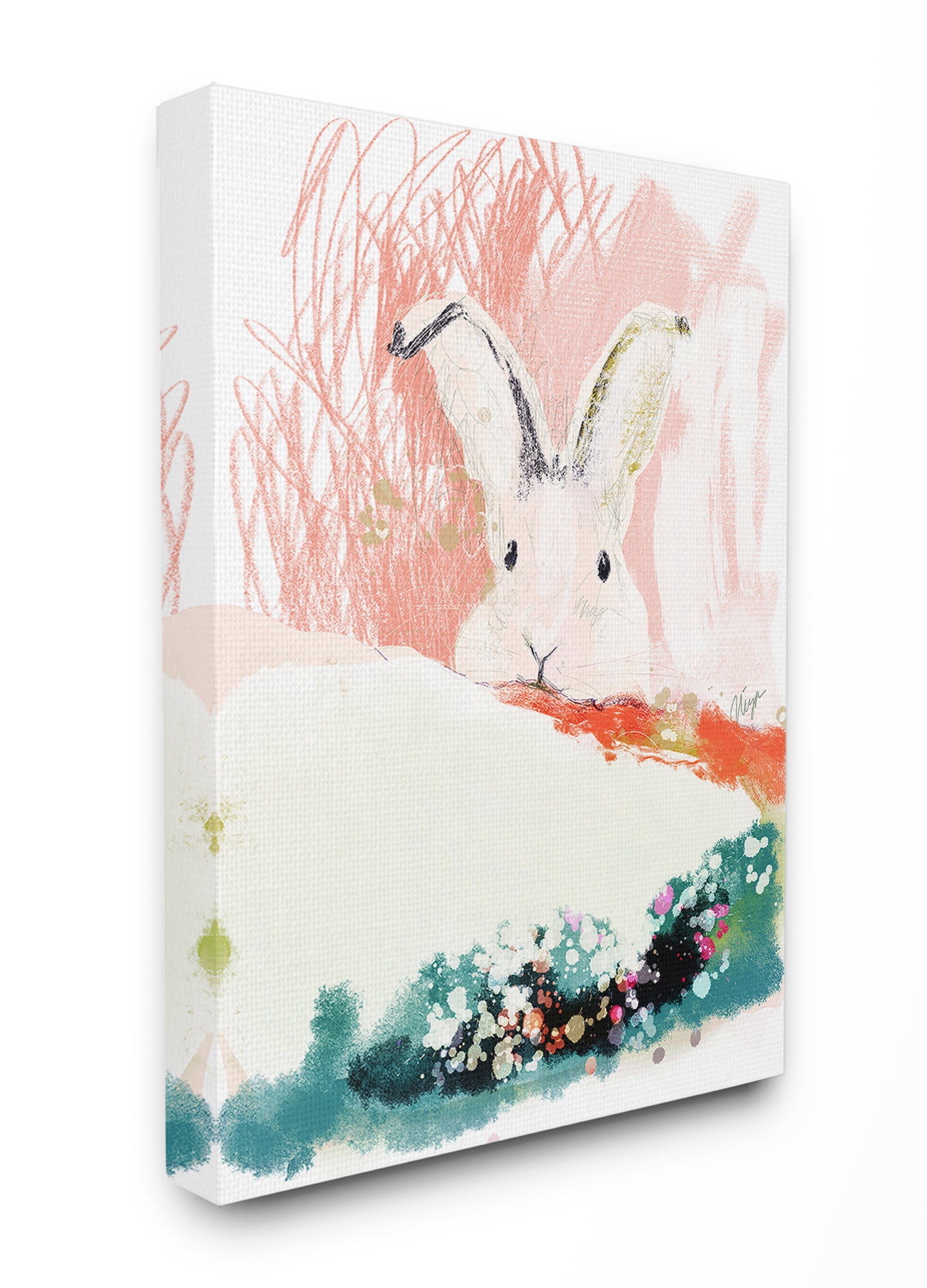 The Stupell Home Decor Multimedia Soft Pastel Peach Bunny Collage Canvas Wall Art