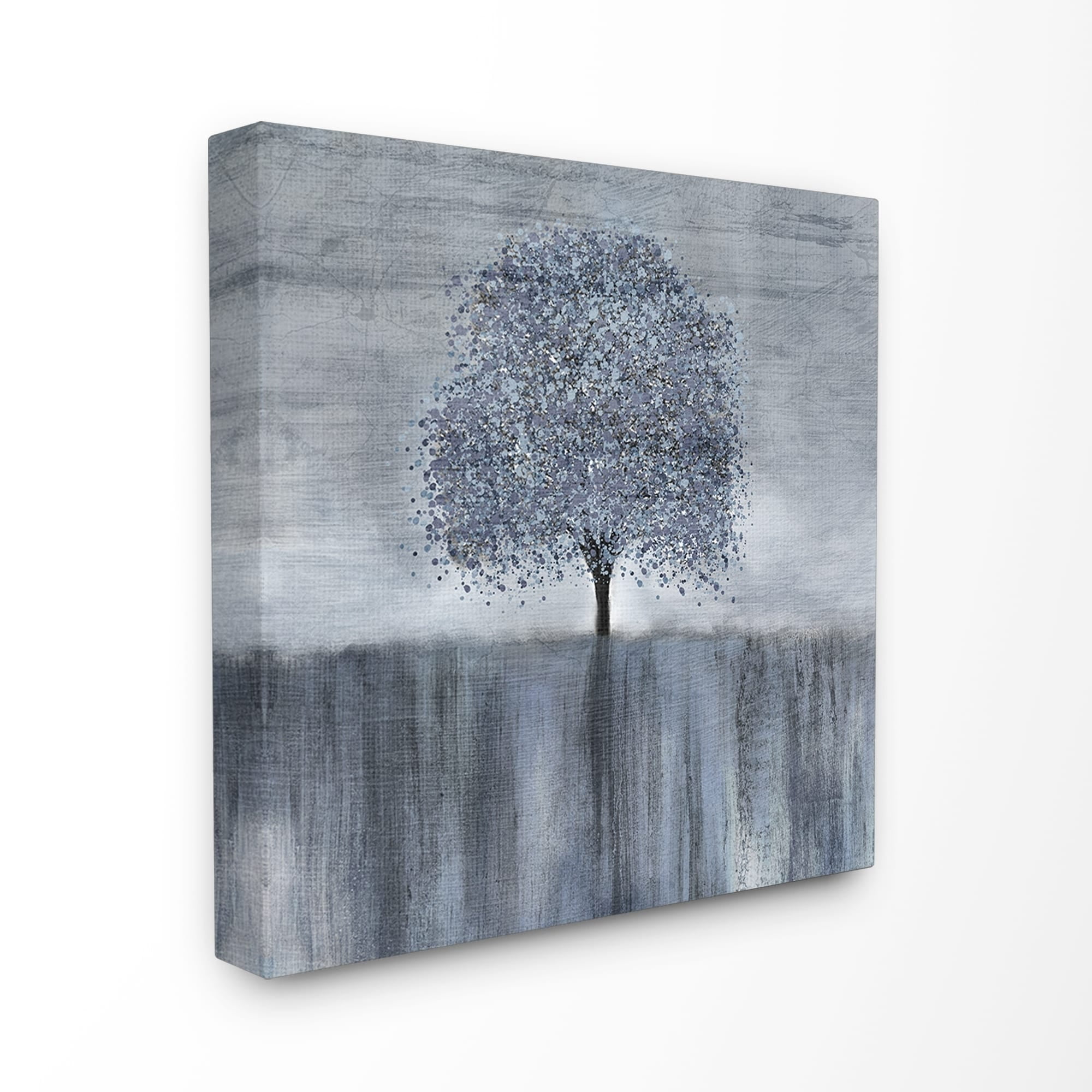 The Stupell Home Decor Neutral Grey Spotted Tree with Streaky Foreground Canvas Wall Art