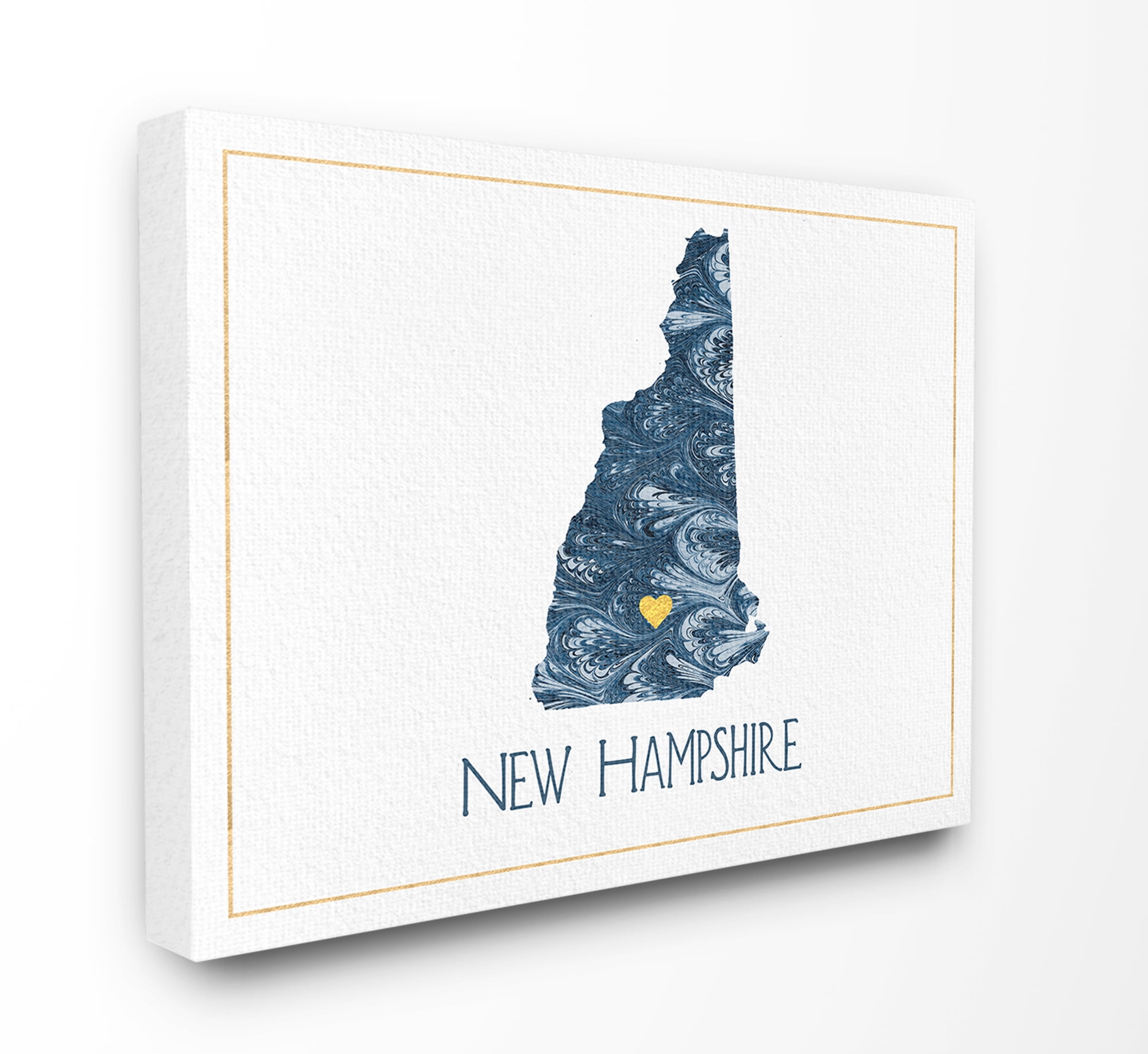 The Stupell Home Decor New Hampshire Minimal Blue Marbled Paper Silhouette Canvas Wall Art