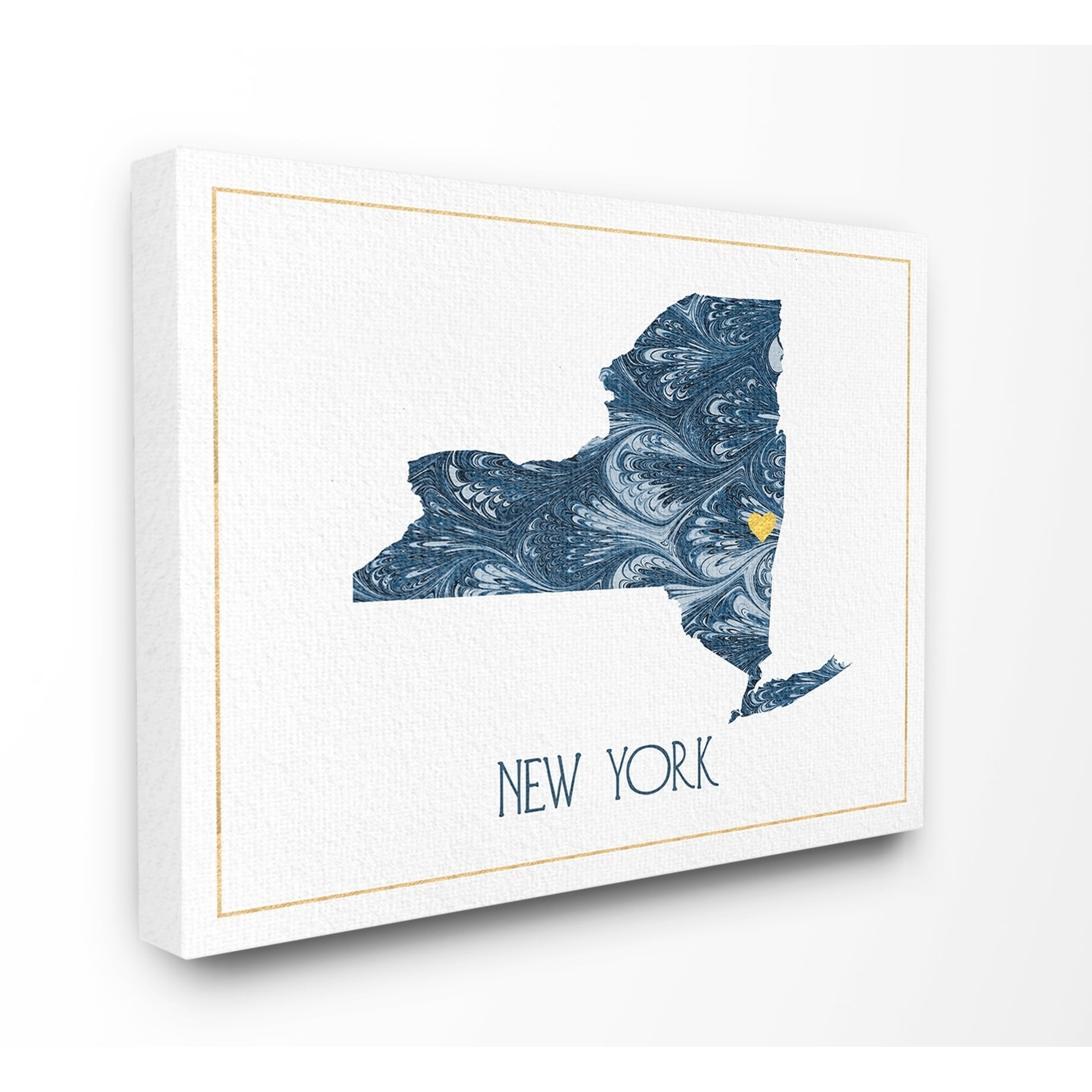 The Stupell Home Decor New York Minimal Blue Marbled Paper Silhouette Canvas Wall Art