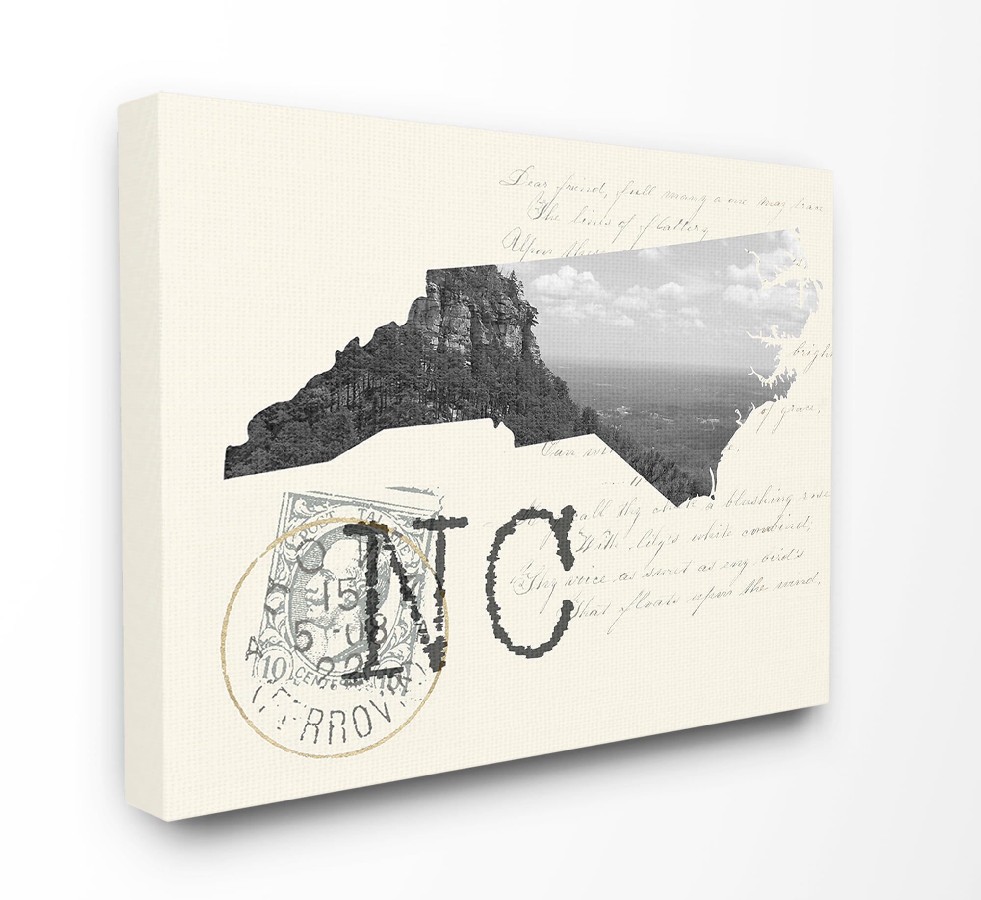 The Stupell Home Decor North Carolina Black and White Photograph on Cream Paper Postcard Canvas Wall Art